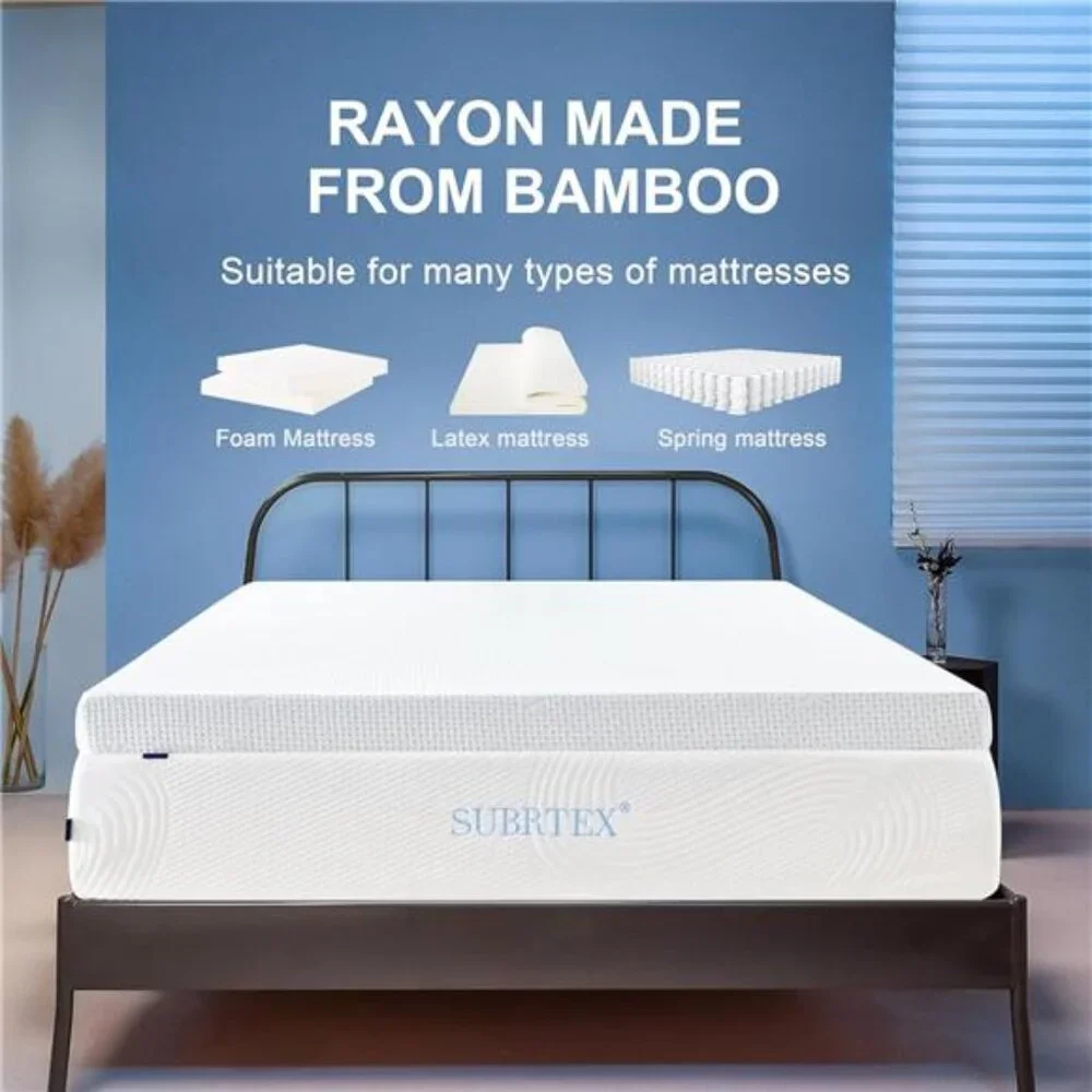 2 Inch Mattress Topper Cover (Only Cover) Mattress Topper Protector Bedding